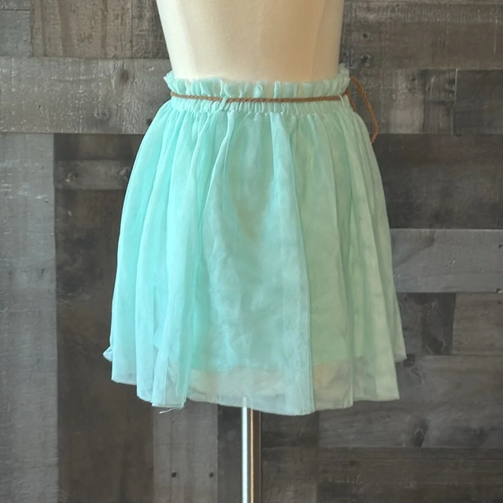 Zara Girls turquoise skirt size 12 flowy tulle softgirl feminine balletcore